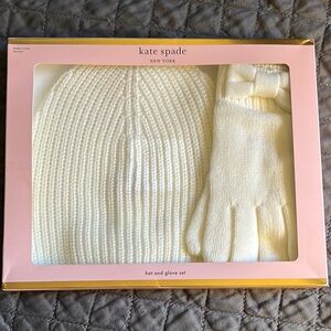 Kate Spade White Hat and Glove Set